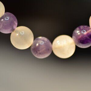 Amethyst and Quartz Necklace; graduated translucent beads; sparkling